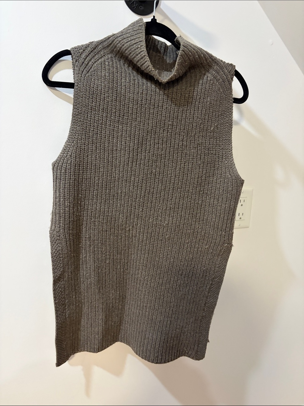 Aritzia Sleeveless Cowl Neck Knit Sweater - Taupe